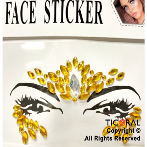 BRILLITOS AUTOADHESIVOS PARA ROSTRO FACE STICKER DECO ORO X 1 UNIDADES